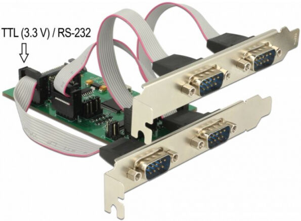 DeLock 62922 - PCI Express Karte > 3 x Seriell RS-232 + 1 x TTL 3,3 V / RS-232 mit Spannungsversorgung