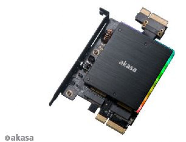 Akasa Dual M.2 PCI-E RGB LED Adapter Karte