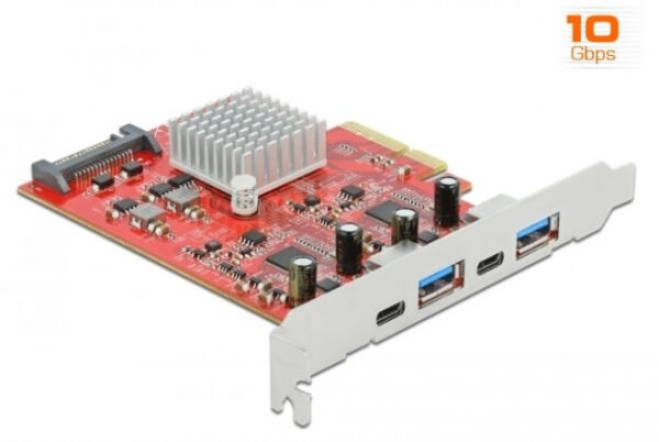 DeLock 89041 - PCIe x4 Karte zu SuperSpeed USB 10 Gbps mit 2 x USB Typ-A und 2 x USB Type-C - Dual Channel