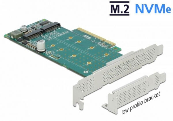 DeLock 89045 - PCI Express x8 Karte zu 2 x intern NVMe M.2 Key M - Bifurcation - Low Profile Formfaktor