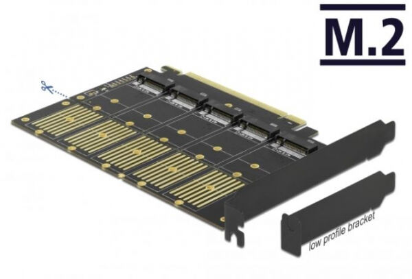 DeLock 90435 - PCI Express x16 Karte zu 5 x intern M.2 Key B / SATA
