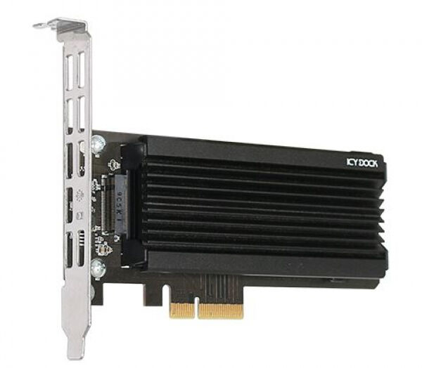 Icy Box MB987M2P-1B - 1 x M.2 NVMe SSD zu PCIe 3.0 x4 Adapter mit Kühlkörper & PCIe Slotblech
