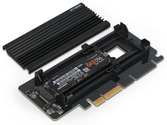 Icy Box MB987M2P-2B - 1 x M.2 NVMe SSD zu PCIe 3.0 x4 Adapter mit Kühlkörper