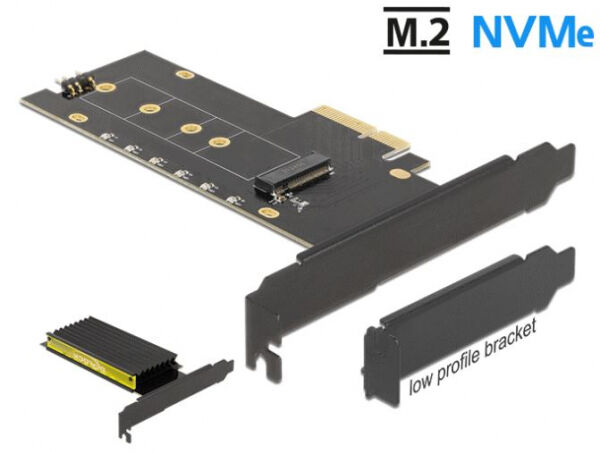 DeLock 89013 - PCIe x4 Karte zu 1 x intern NVMe M.2 Key M mit Kühlkörper und RGB LED Beleuchtung - Low Profile