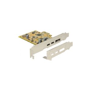 Delock PCI Express Card > 1 x external USB Type-C 3.1 female + 1 x external USB Type-C 3.1 (DP Alt Mode) female - USB-adapter - PCIe 3.0 lavprofil - USB-C 3.1 Gen 2 x 2