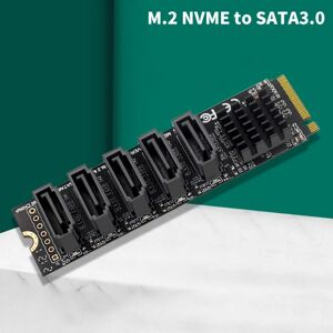 BLE Adapterkort M.2 til SATA 3.0 M.2 MKEY PCI-E udvidelseskort 5/6 NVME to 5X SATA3.0