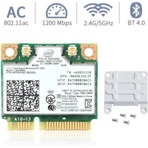 fenvi Carte reseau sans fil pour Intel 7260 7260HMW  bande de touristes Mini PCI-E 2.4G/5 mesurz Wlan Wifi