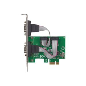 IC Intracom Manhattan PCI Express Card, 2x Serial DB9 ports, 2.5 Mbps, x1 x4 x8 x16 lane buses, Standard/Low Profile PCI, Three Year Warranty, Box - Adaptateur série - PCIe - RS-232 x 2 - Publicité