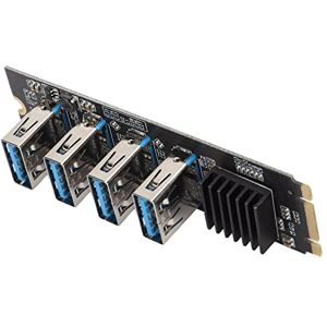 Bewinner Carte Riser M.2 NVME vers 4 Ports PCI-E 1X USB 3.0, Extension de Carte Graphique 4 PCIE, Carte Riser M.2 NVME vers PCIE 1X, Carte Multiplicateur Adaptateur pour Bitcoin Mining - Publicité