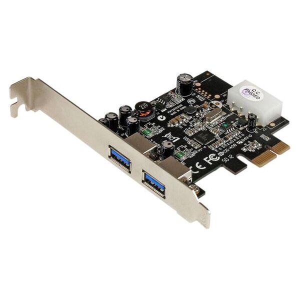 startech pexusb3s25 adattatore scheda usb 3.0 2 porte pci express (pcie) con uasp alimentazione lp4 - pexusb3s25