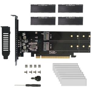 Essager Electronic Pcie To M2 Adapter Card, Pcie X16 4 Port M2 Nvme M Key Ssd Add On Card M.2 Pci Express X16 Adapter Vroc Raid Expansion Card Chia