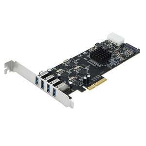 GUIJIALY PCIe 4 Ports USB3.0 Expansion Card 20G PCI-E to 4 Channels USB 3.0 Riser Card PCI Express Adapter Card