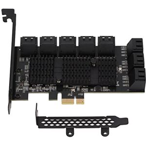 Fdit PCIe SATA Adapter, 16 Port SATA 3.0 Controller PCI Express X1 Expansion Card Compatible with X4/X8/X16 Slot, for Windows Server/2003/Vista/7/8(32/64 bit)/MAC/Linux