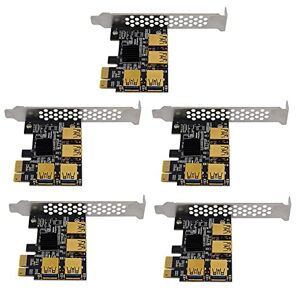 Pcivzxam 5 PCS PCI-Express 1 to 4 Riser Card PCI-E 1X to PCIe USB 3.0 Adapter Port Multiplier Miner Card for BTC Mining