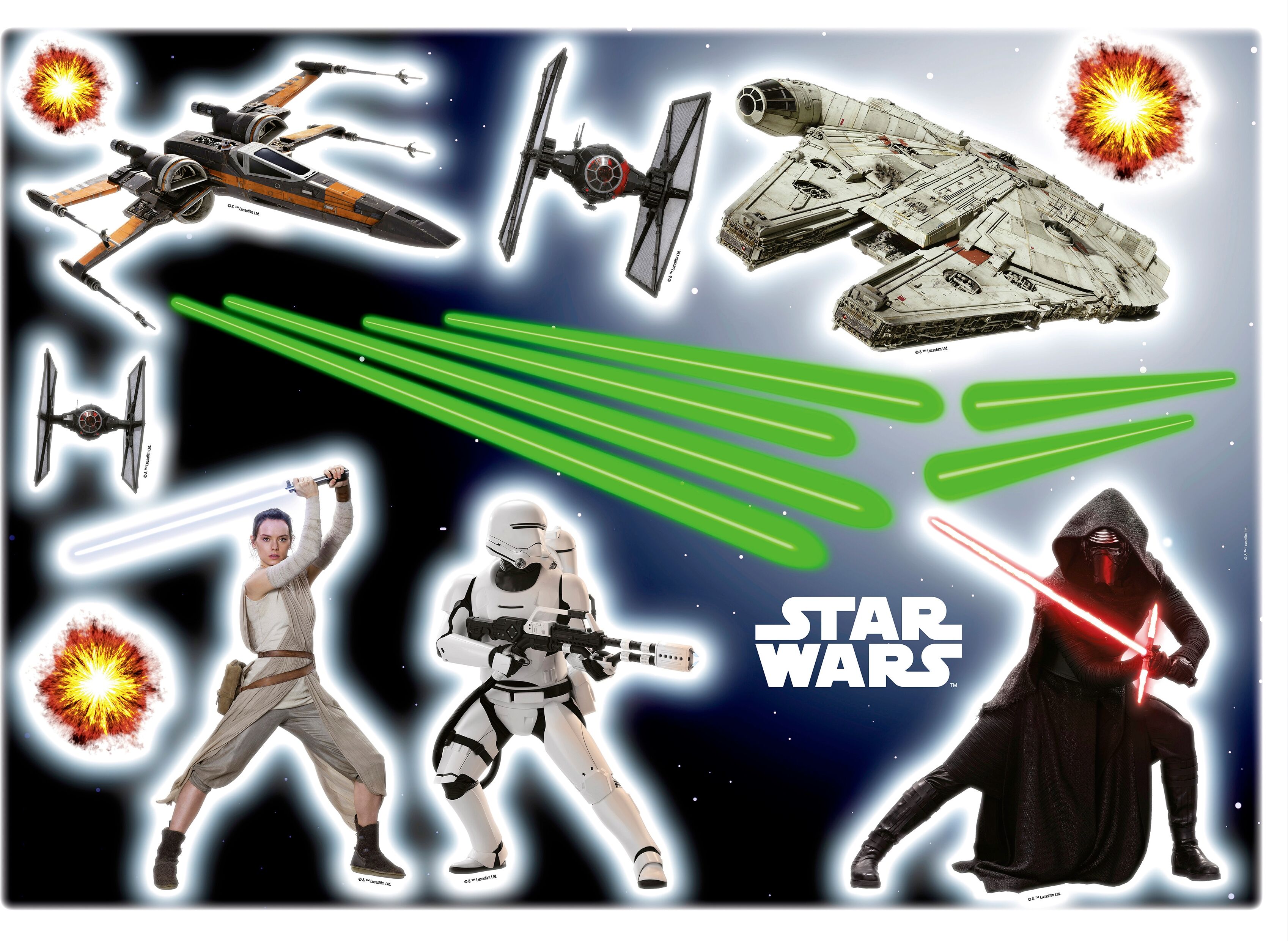 Komar Wandtattoo »Star Wars«, (Set, 17 St.), selbstklebend, rückstandslos... schwarz-weiss