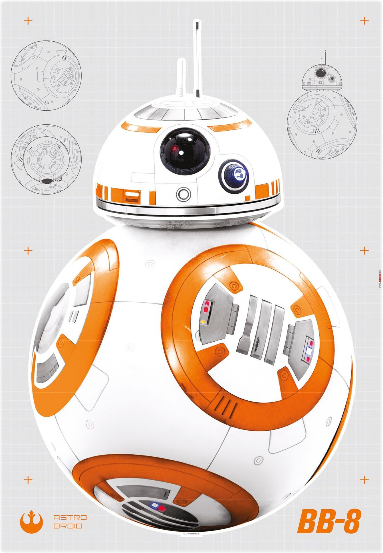 Komar Wandtattoo »Star Wars BB-8«, (Set, 6 St.), selbstklebend, rückstandslos... gelb