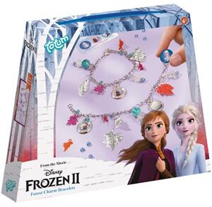 Disney Pflege Frozen II Bettelarmbänder 2 Kettenarmbänder + Perlen + silberfarbene Blättchen + Aufkleber + Ringe + Metalldraht 1 Stk.