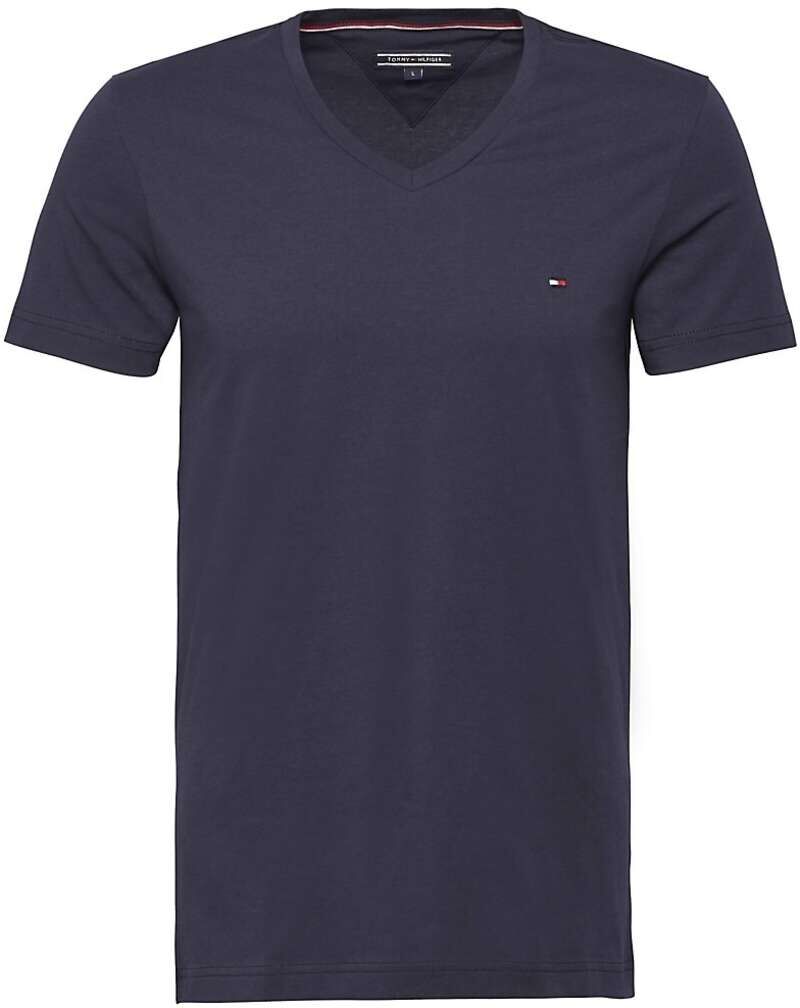 Tommy Hilfiger Slim Fit T-Shirt V-Ausschnitt navy, Einfarbig