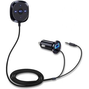 Car Aux Bluetooth Adapter med Ground Loop Noise Isolator til håndfri opkald og musikstreaming, Dual Port trådløs Bluetooth-modtager