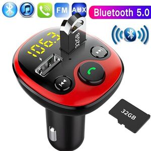 Pyle Transmisor FM Bluetooth, receptor inalámbrico de transmisión de audio  para vehículos, kit de cargador de coche manos libres, pantalla LED