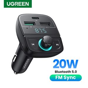 UGREEN – chargeur de voiture rapide 4.0  transmetteur FM  Bluetooth  Kit de voiture  lecteur Audio