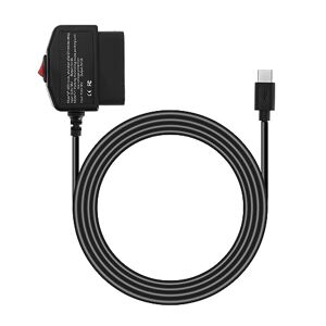 YINETTECH Câble d'alimentation OBD de Voiture pour Caméra de Bord 24 Heures de Surveillance/ACC Mode avec Bouton de Commutation Port USB C Adaptateur Secteur Câble de Chargeur 3,5M - Publicité