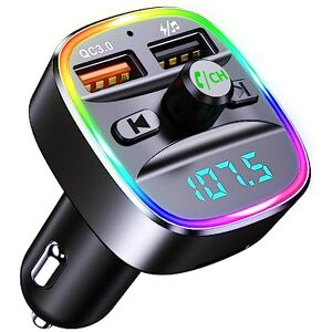 Hikity Transmetteur FM Bluetooth Voiture Bluetooth Lecteur MP3 Soutien  Chargeur Rapide avec Bluetooth Appels Mains Libres 2 USB Port 2.4V/1A Prise