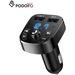 Podofo FM Transmitter Car MP3 Player BT 5.0 Wireless Handsfree 2 USB Car Charger U-disk TF Card