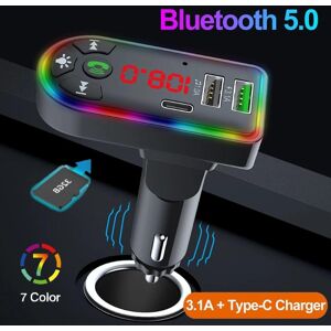 TOP-CAR-MALL 5V 3.1A FM Transmitter Bluetooth 5.0 Car MP3 Player Wireless Handsfree Car Kit U Disk/TF Music Player With PD Charger