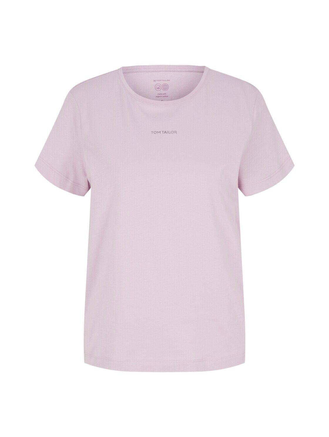 TOM TAILOR Damen Basic T-Shirt, lila, Logo Print, Gr. XS, baumwolle