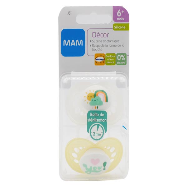 MAM Original Sucette Anatomique +6m You Lot de 2 + Boîte de Stérilisation