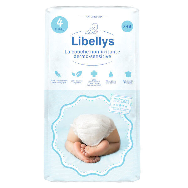 Libellys Couches Non-Irritantes Dermo-Sensitives T4 (7-18 kg) x 48