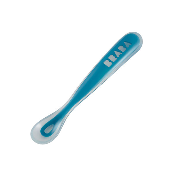 Béaba Cuillère 1er Repas Soft en Silicone Bleu