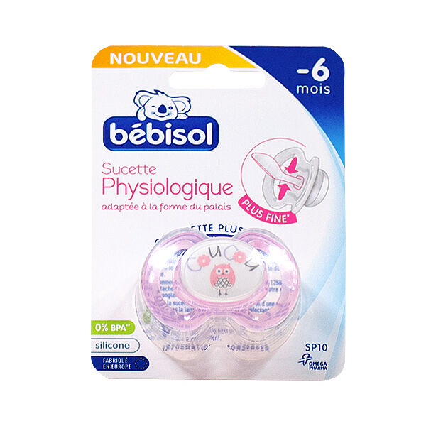 Bébisol Bebisol Sucette Physiologique Silicone Rose Coucou -6m