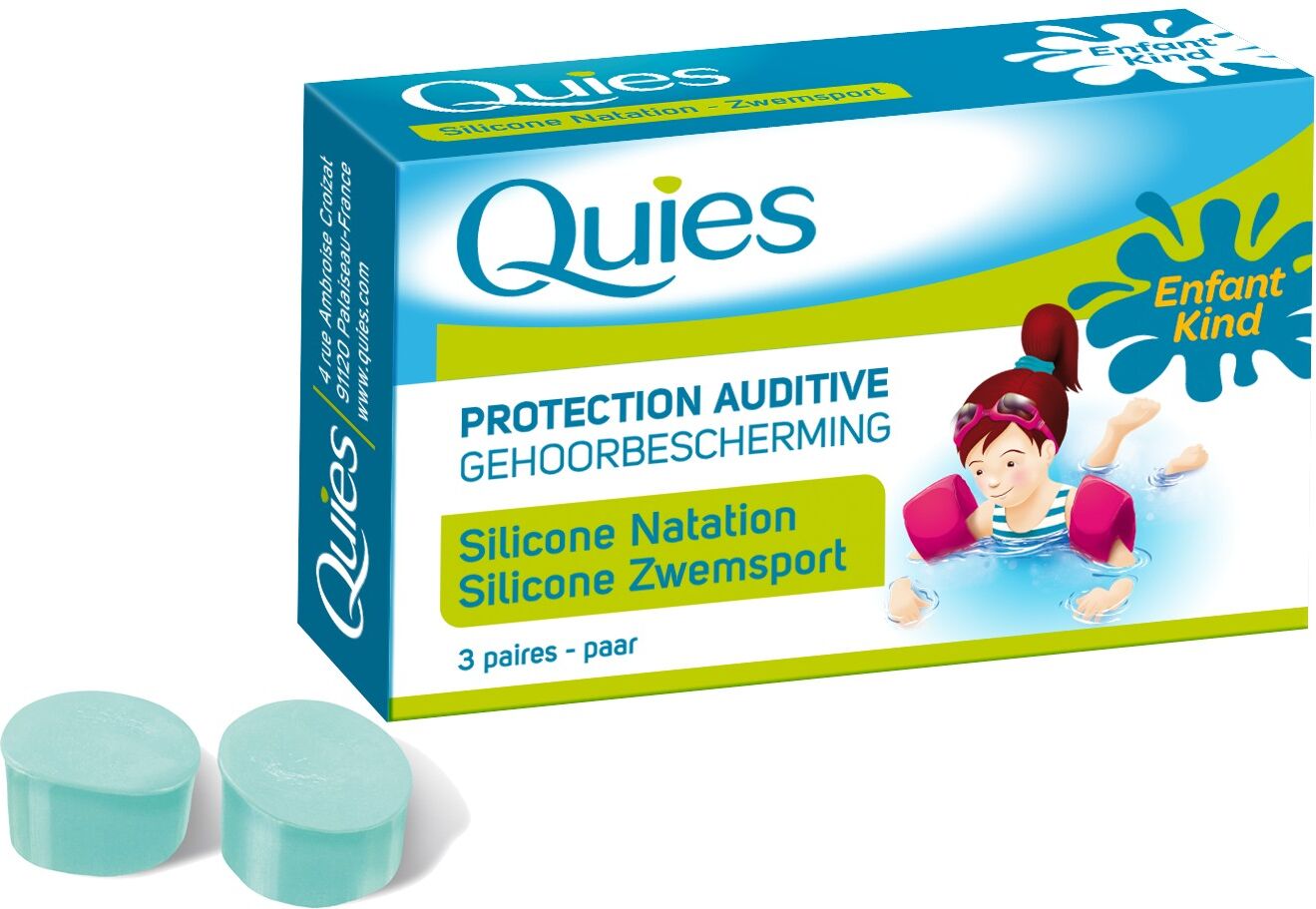 Quies Protection Auditive Silicone Spécial Natation Enfants 3 Paires