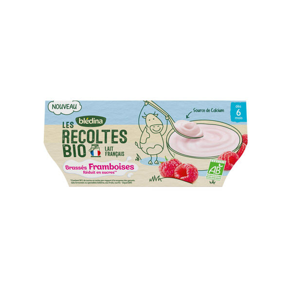 Blédina Les Récoltes Bio Bol Brassés Framboises +6m 4 x 100g