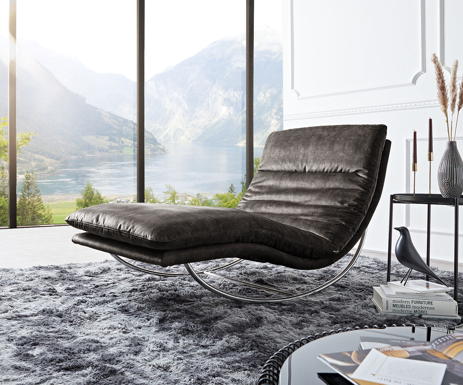 W.Schillig Chaise-longue Daily Dreams 95 cm anthracite cadre à bascule de W. Schillig