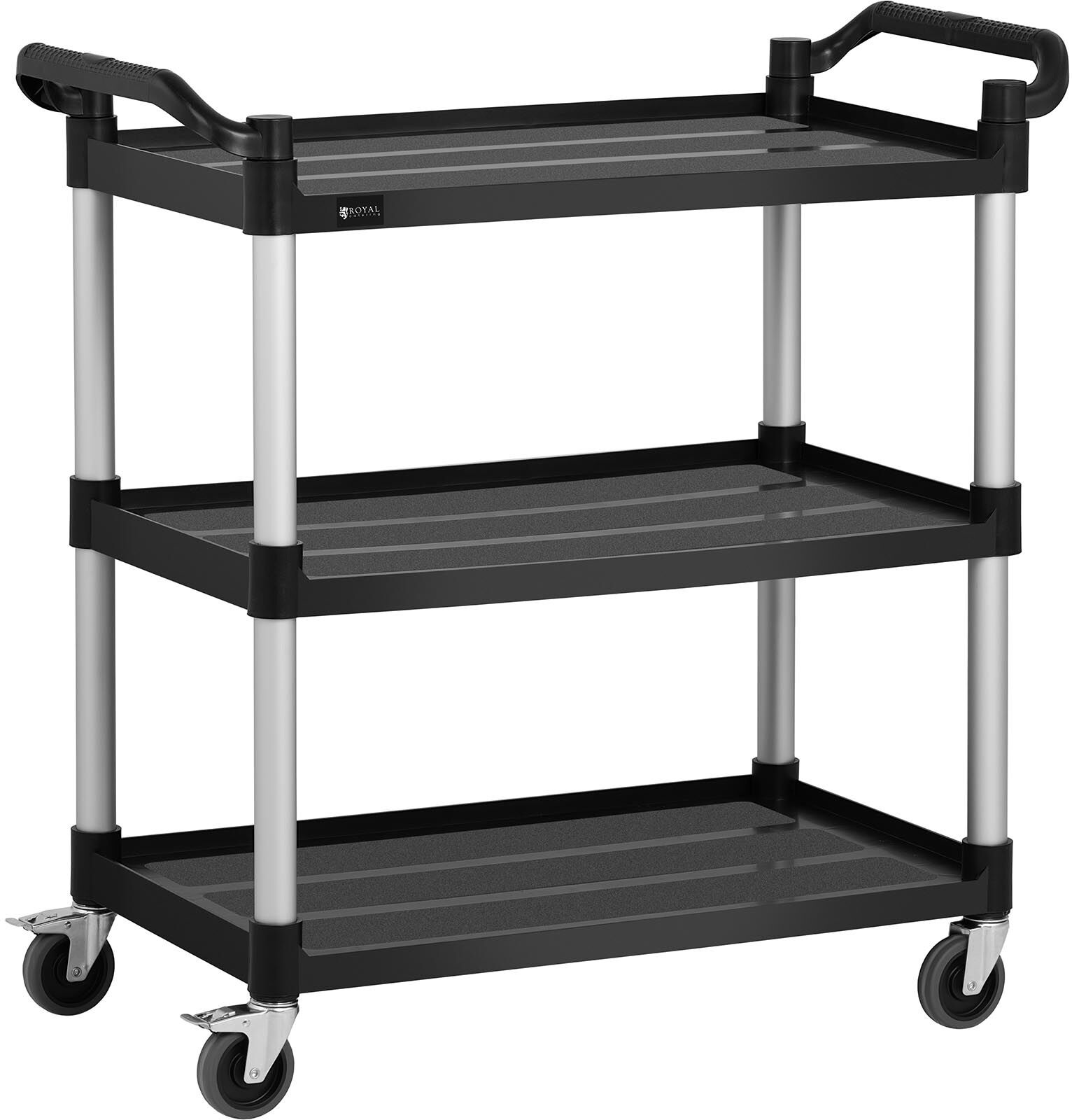 Royal Catering Chariot de service - 3 plateaux - 49 x 84,5 cm - 90 kg - Noir RC-PSTB31020