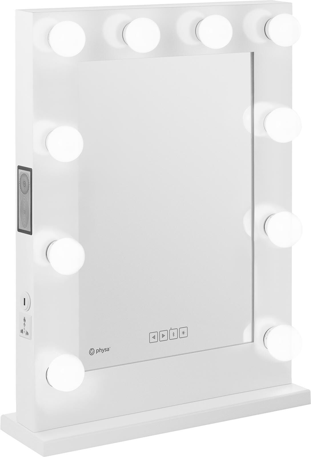 physa Miroir lumineux maquillage - Blanc - 10 LED - Rectangle - Avec haut-parleur PHY-CMS-9 WHITE