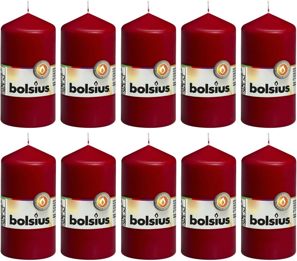 Bolsius Bougies pilier 10 pcs 120x58 mm Rouge bordeaux