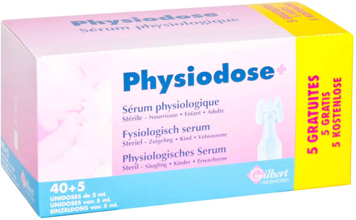 Gilbert Physiodose Serum Physiologique 5 ml 40 Unidoses + 5 Gratuites