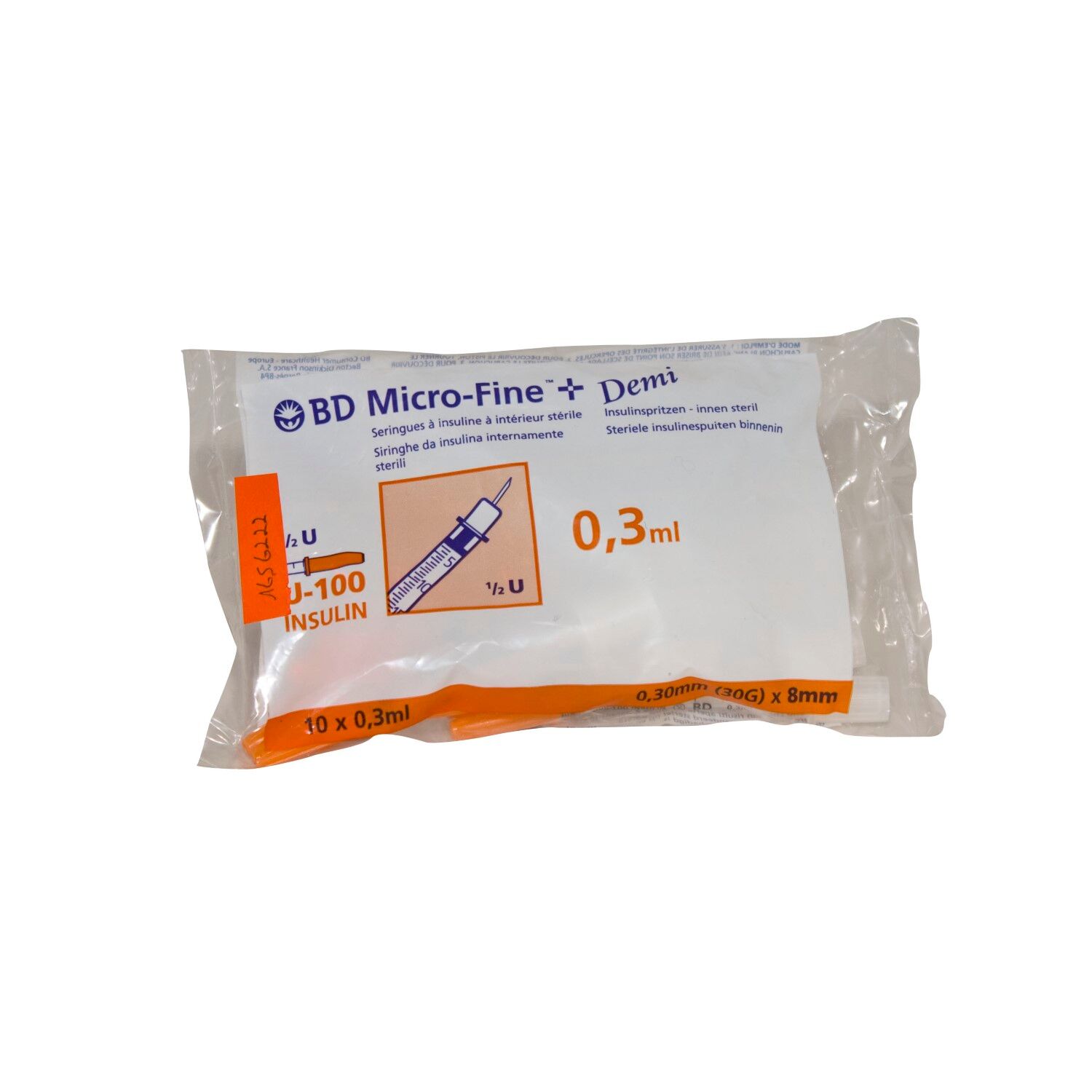 Bd Microfine+ Demi Seringues à Insuline 0.3ml 30G 10 Pieces Ref 320837