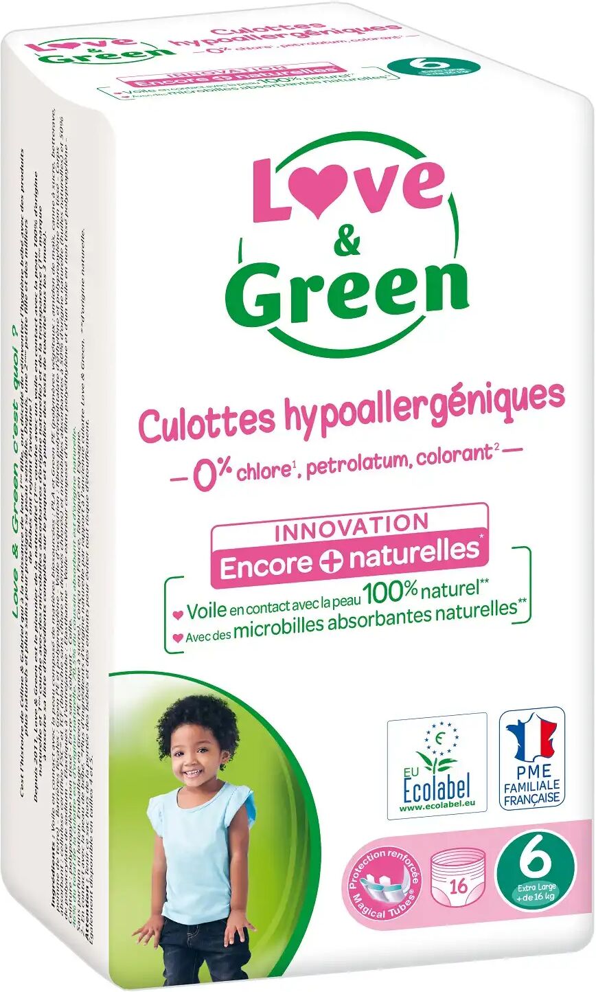 Love & Green Culottes d’Apprentissage Hypoallergéniques T6, 16 Unités