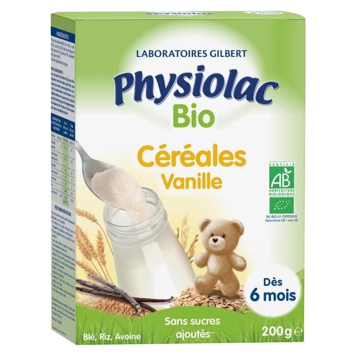 PHYSIOLAC BIO - Céréales Bio Vanille - Dès 6 mois, 200g