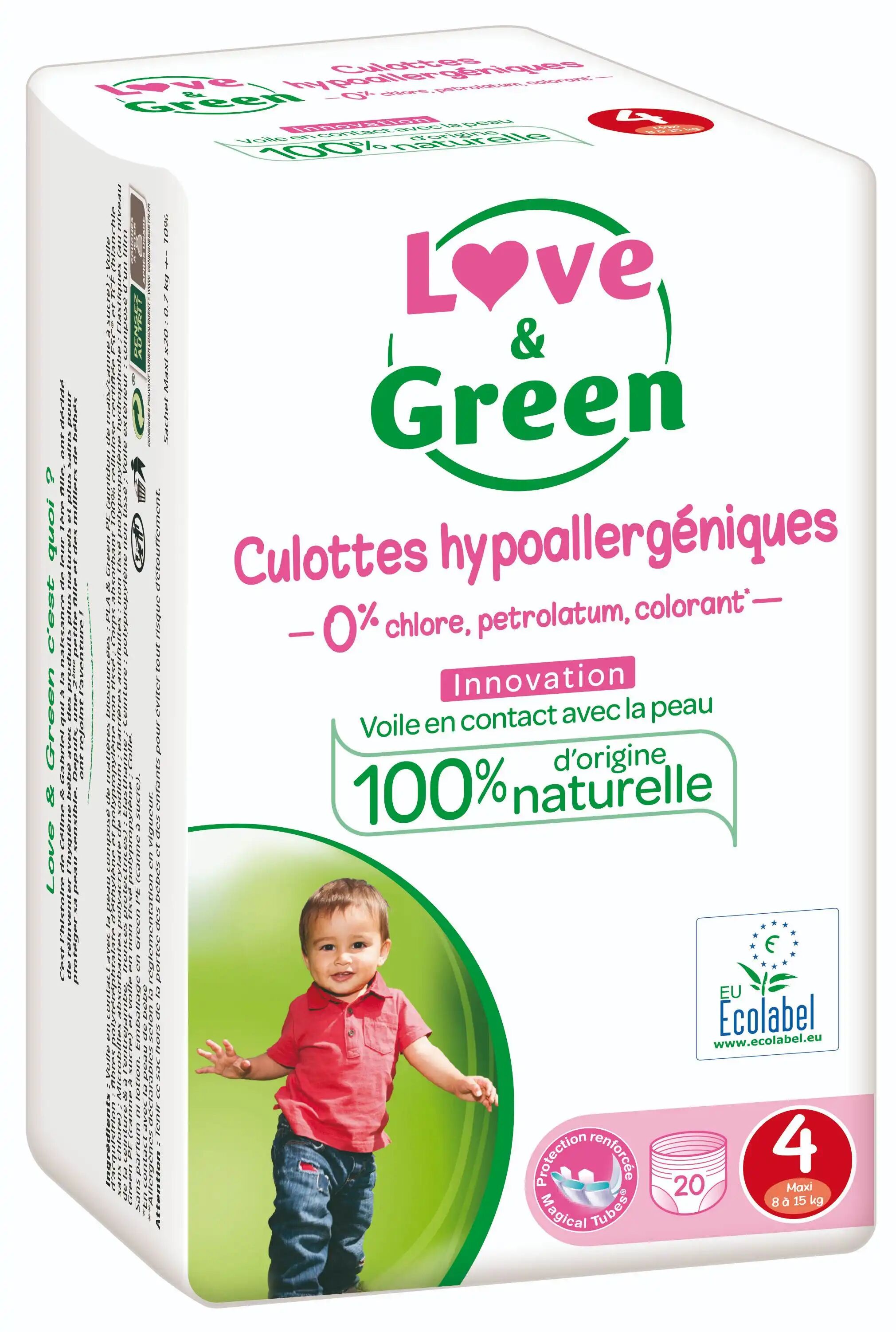 Love & Green Culottes d’Apprentissage Hypoallergéniques T4, 20 unités