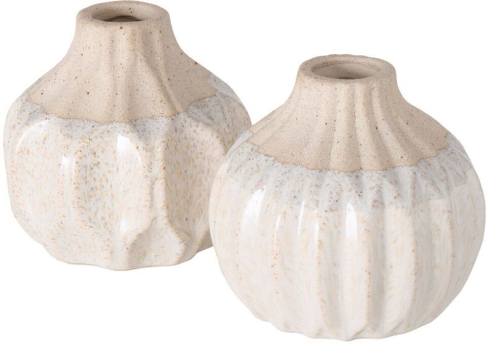 BOLTZE Tischvase »Malia«, (Set, 2 St.), aus Steingut, Höhe ca. 9 cm beige