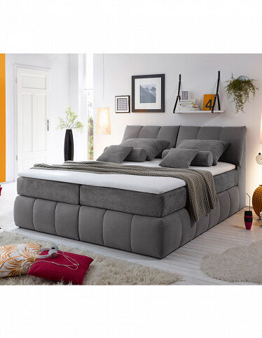 VEDIA Boxspringbett «Real», 180 x 200 cm, 2 Matratzen, grau/anthrazit