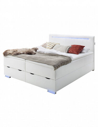 Meise Moebel Boxspringbett «Vegas» mit Bettkasten, 160 x 200 cm, weiss