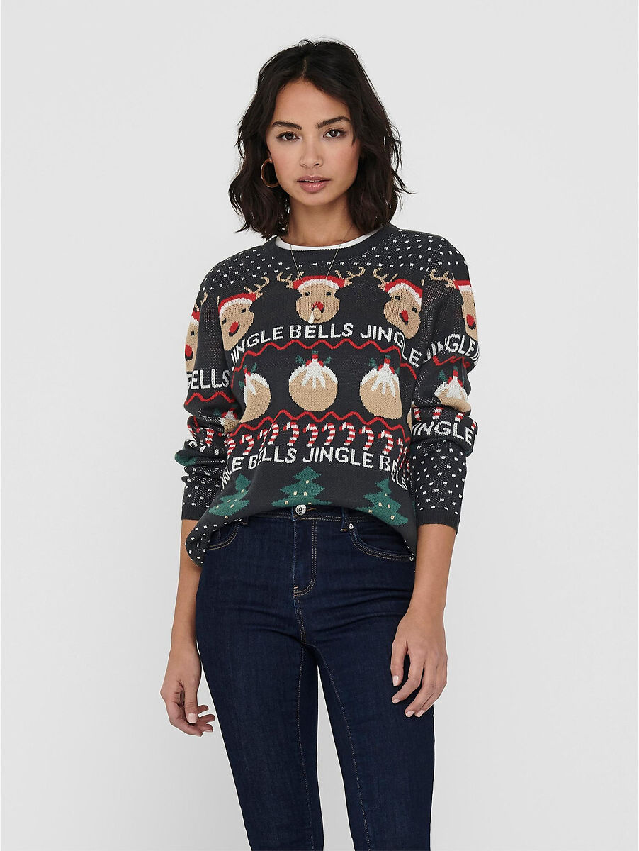 ONLY Pullover mit Weihnachtsmotiv BLAU