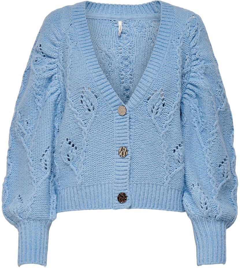 ONLY Cardigan mit V-Ausschnitt, Ajourstrick BLAU;WEISS